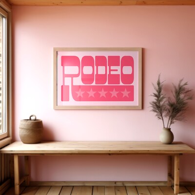 Rodeo Typography Poster Gift for Cowgirl Pink Western Wall Art Farmhouse Decor Southwestern Pink Rodeo Poster with Stars - image5